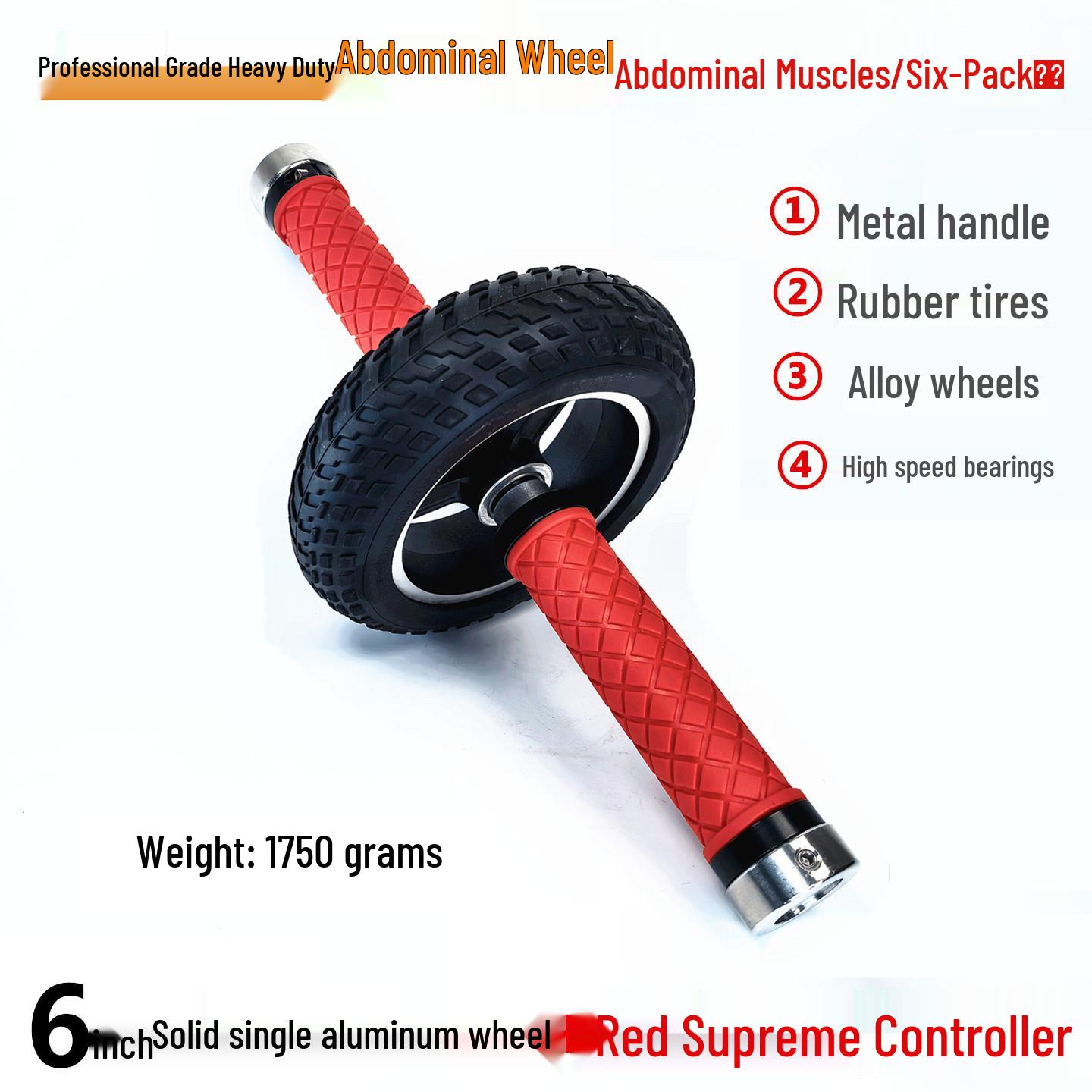 Silent Dual-Bearing Rubber Ab Wheel for Indoor/Outdoor Waist & Abdominal Exercise with Aluminum Alloy Hub.