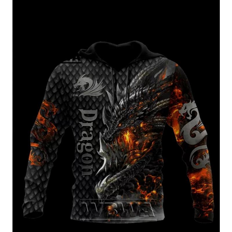 Pánské oblečení Móda Mikina s kapucí s dlouhým rukávem Pánský svetr 3D digitální tisk Mikiny v retro stylu