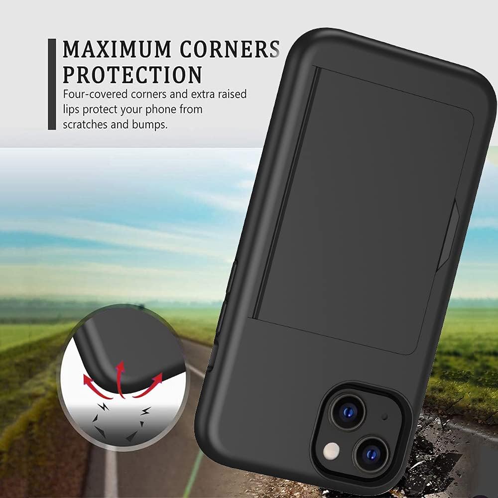 for iPhone 13 Mini Case with Card Holder,Credit Card Slot Protective Wallet Case - Grey