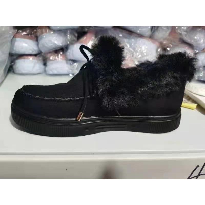 2 Autumn and Winter Round Head Thick-soled Warm Cotton Shoes Large Size Women's Shoes Bag Shoes Snow Boots Doudou Shoes