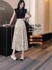 2026 Spring/Summer Floral High-Waisted A-Line Maxi Skirt for Women - Retro, Slimming, Hip-Covering Design