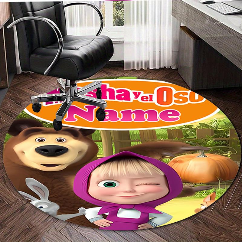 Personalized M-Masha and the Bear Round Chair Office Rug - Perfect for Mat, Office Chair & More - Ideal Gift for Birthdays and Holidays