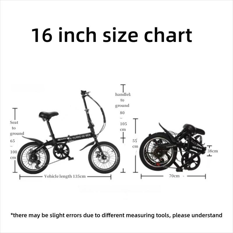 Folding Bicycle 16 Inch Adult Variable Speed Student Bicycle Men's and Women's Ultra-light Small Pedal Leisure Travel Bike
