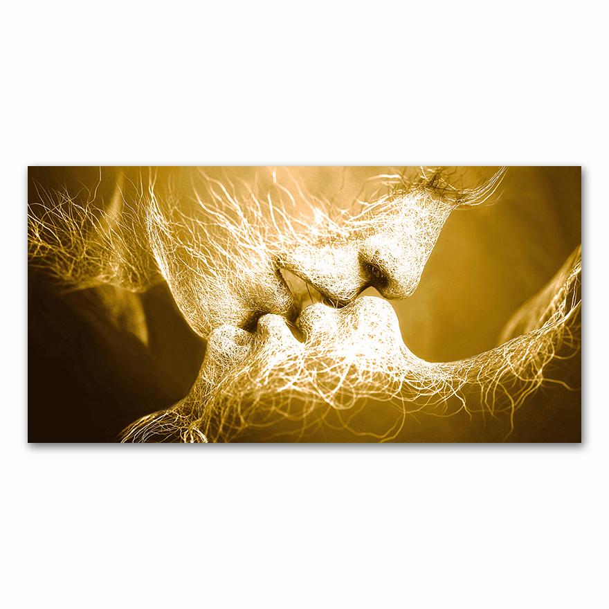 Schwarze Liebe Kuss Leinwandbild Abstrakter Druck Poster Bilder Haus Schlafzimmer Wohnzimmer Dekoration Wandkunst 50X100CM No Framed beige