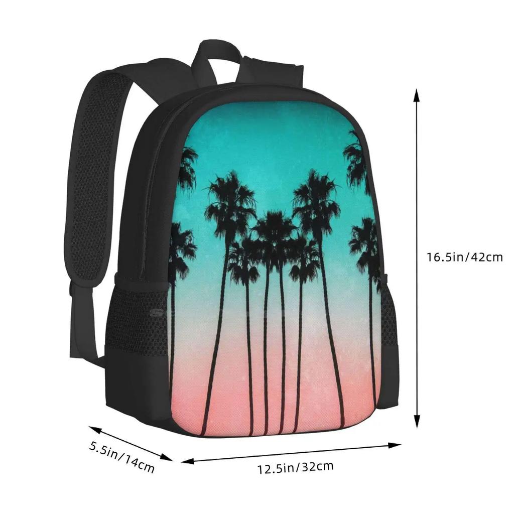 Palm Trees 3 Pattern Design Bag Student's Backpack Palm Tree California Vintage Retro Texture Sundown Sunset Us Beach Nature