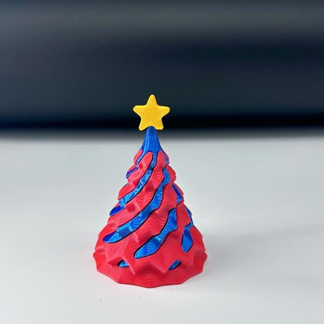 3D Printed Spiral Cone Christmas Ornament - Small Funny Passthrough Fidget Toy, Festive Xmas Gift for Family
