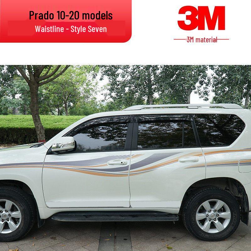 Toyota Prado 10-22 Models Car Body Color Stripe Decal Waistline Sticker.