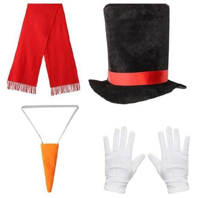 Winter Frosty Snowman Costume Christmas Play Dress Up Accessories Carrot Nose Scarf Gloves Pompoms Balls Tutu Skirt
