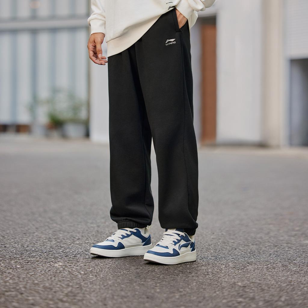 Li Ning Sports Lifestyle Series Anti-Static Warm Comfortable Fleece Casual Pants Men Bottoms Black AKLU917-2