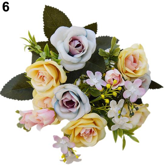 1 kytice 5 větví Umělá královská růže v evropském stylu Home Room Decor Flowers
