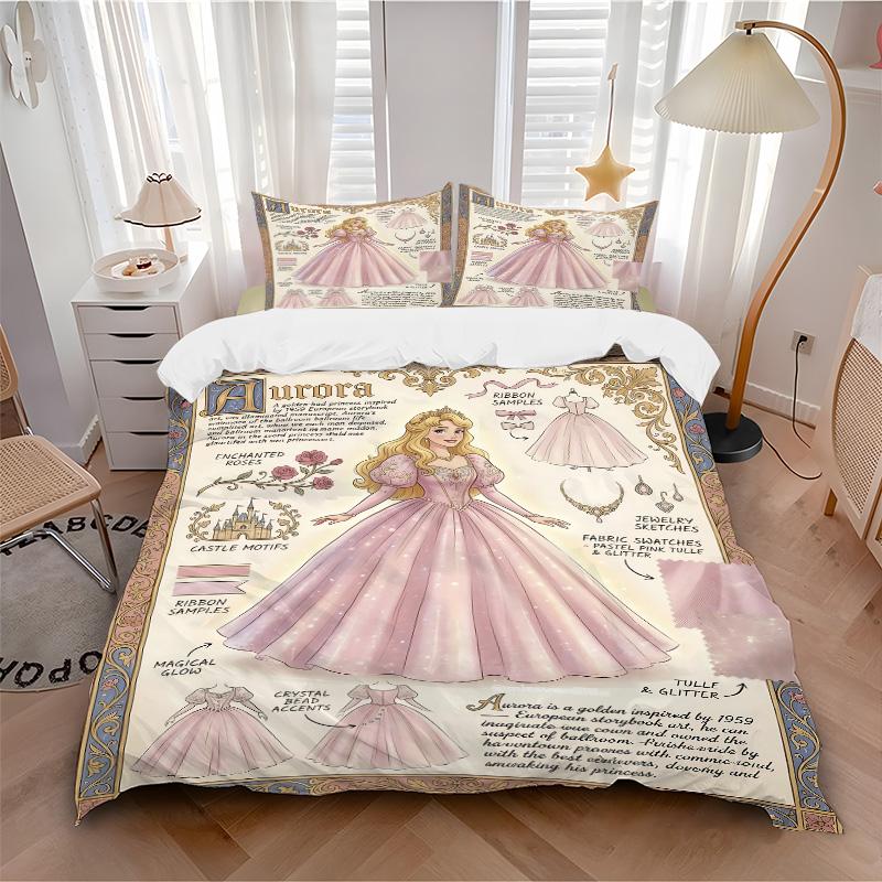 3pcs Auroras Ball Gown Bedding Set, Includes One Quilt Cover and Two Pillowcases, Bedroom and Guest Room Decoration. T72301176