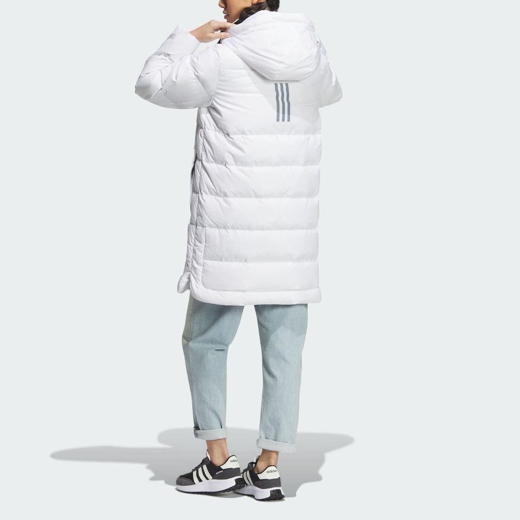 Adidas Casual Sport Series 600 Fill Hooded Down Jacket Side Slit Design Warm Daily Outerwear Women White IL8936