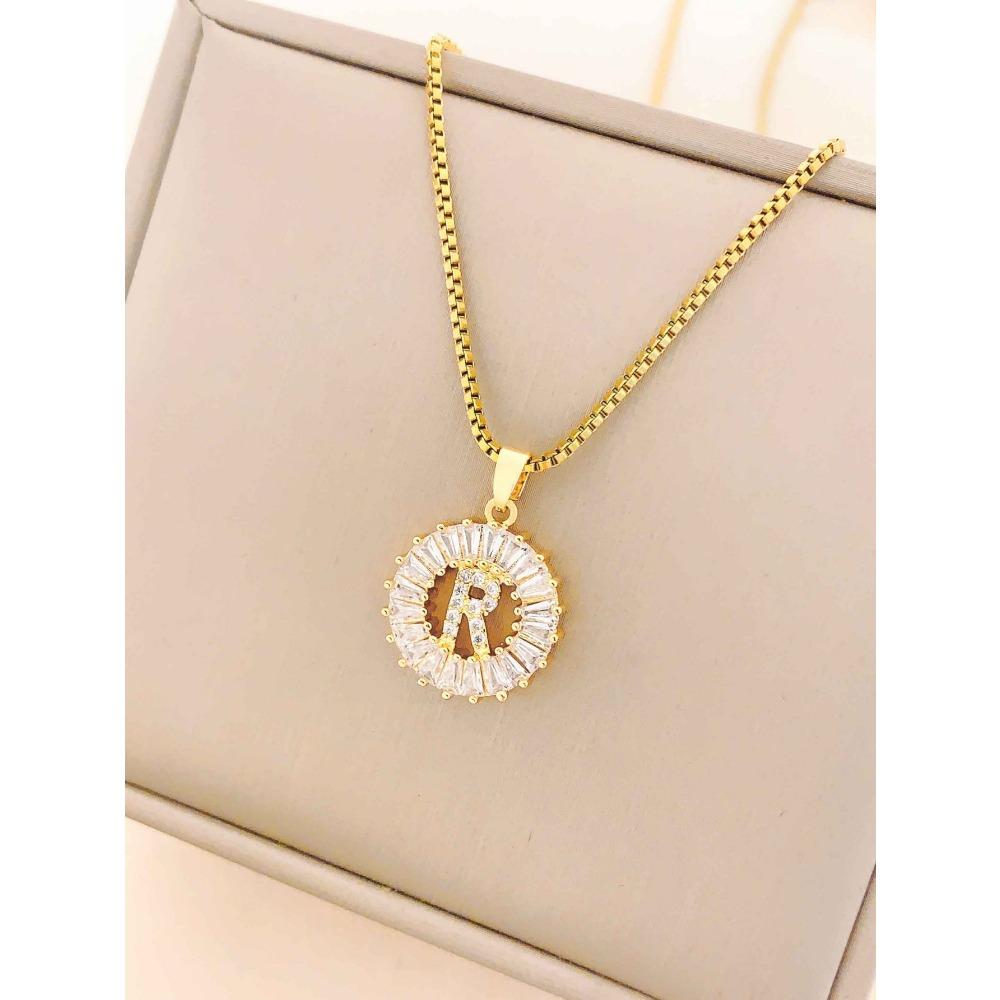 Necklace Does Not Fade, Women's Summer Square Circle Letter Necklace, Titanium Steel Necklace, Versatile High-end Clavicle Chain