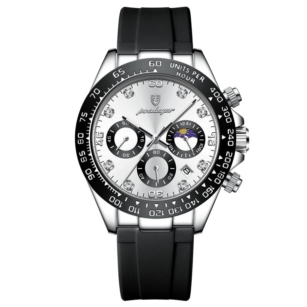 POEDAGAR Luxury Casual Top Brand Watch Business Sport Chronograph Date Luminous Waterproof Silicone Strap Watch Male reloj