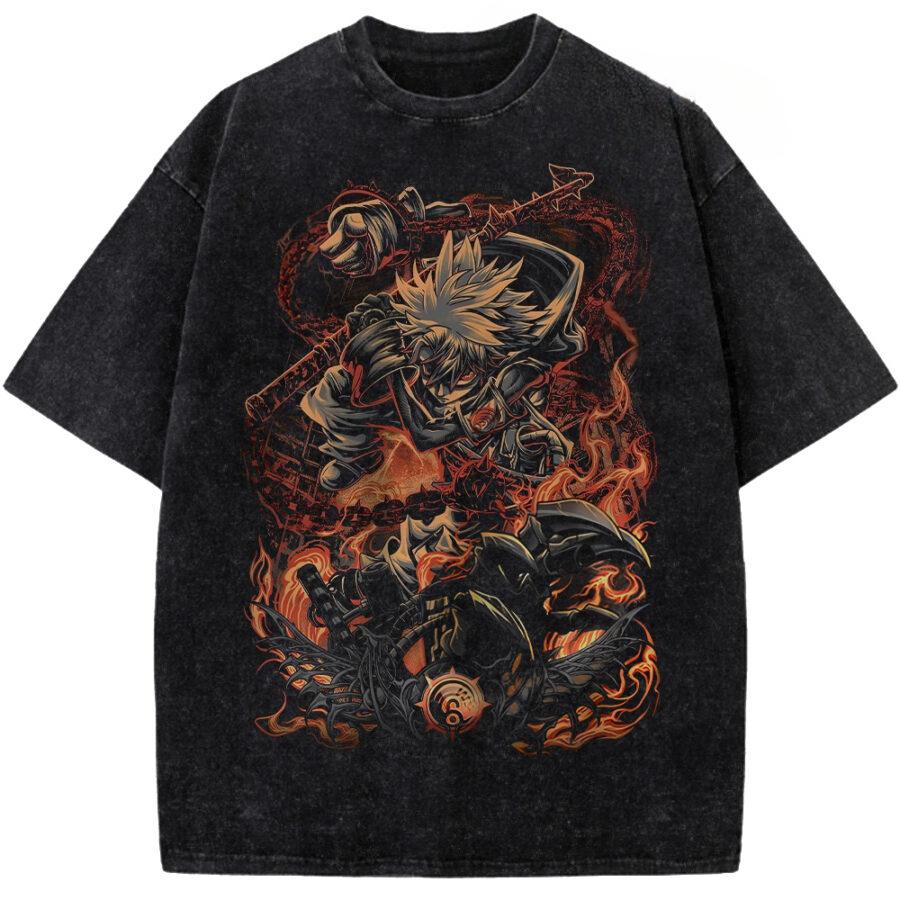 Rudo Printed Tee Anime Gachiakuta Clothing Men Women Retro Washed T-shirts High Quality Tshirt Harajuku Male Cotton T Shirt