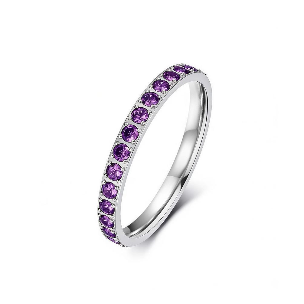 European Starry Sky Diamond Titanium Steel Women's Stackable Midi Ring - Fashionable, High-End Hand Jewelry