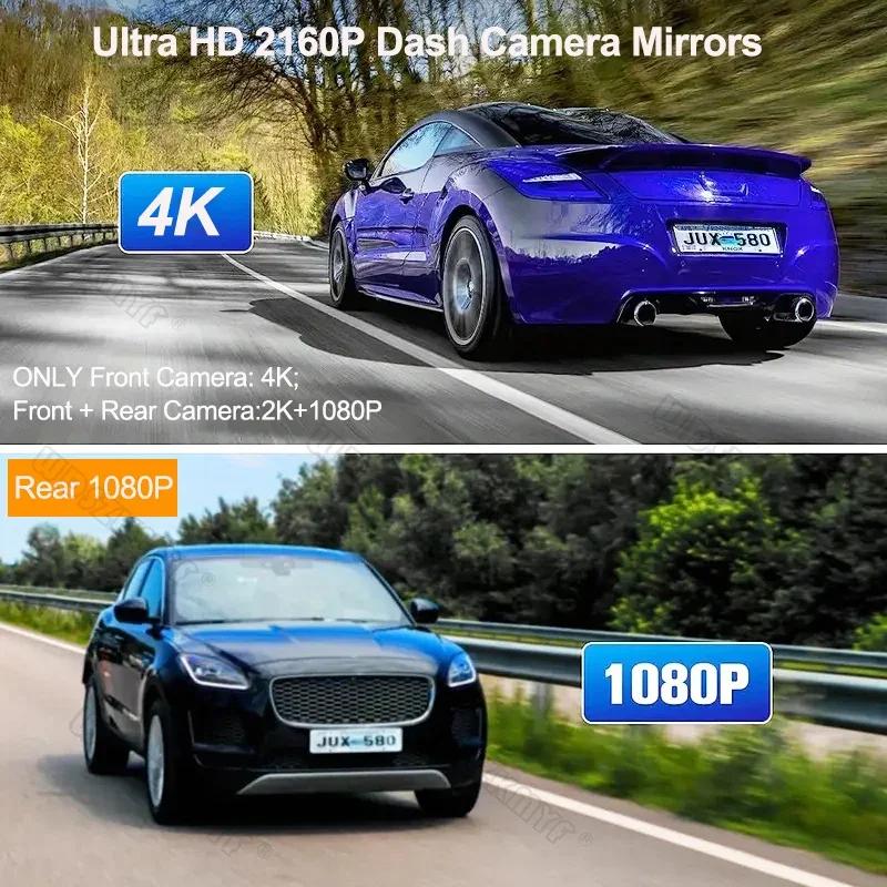 4K Front or Rear Camera 1080P Wireless Carplay Android Auto 9.66" Mirror Dash Cam for Car Dvr Video recorder Car Assecories