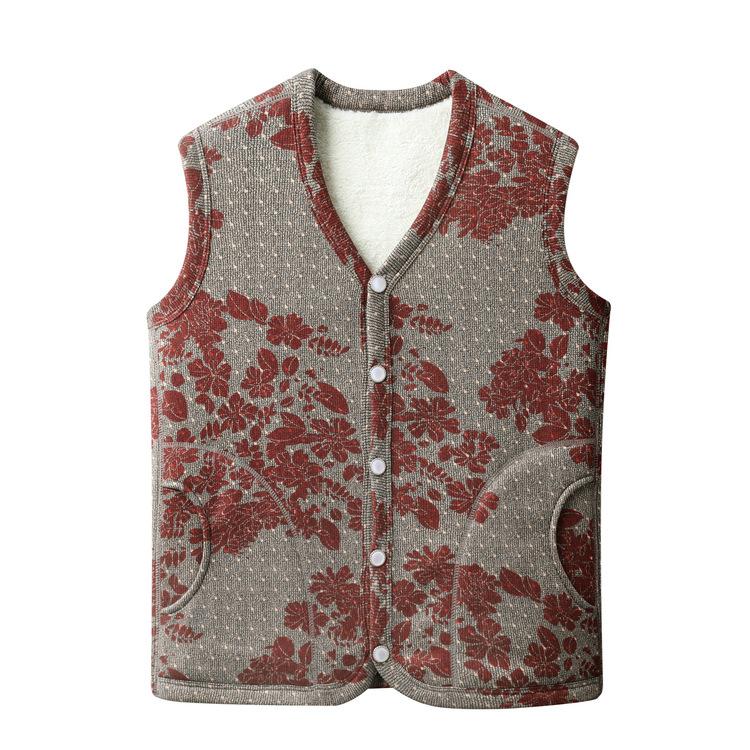

Grandma Adds Velvet Thickened Vest In Autumn and Winter, Warm Cardigan Vest for Middle-aged and Elderly People, Female Mother s New Horse Clip Top XL