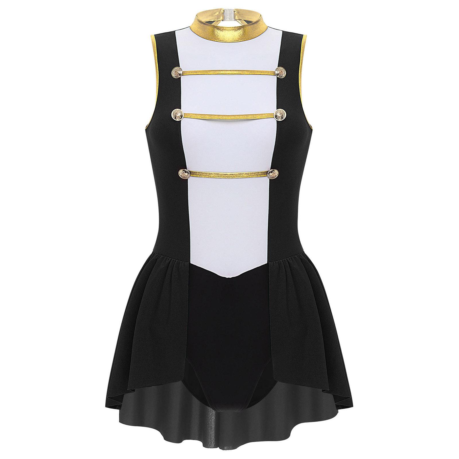 

Жіночий костюм циркового конферансьє, боді з вирізом на спині без рукавів та спідницею, комбінезон на Хелловін S чорний