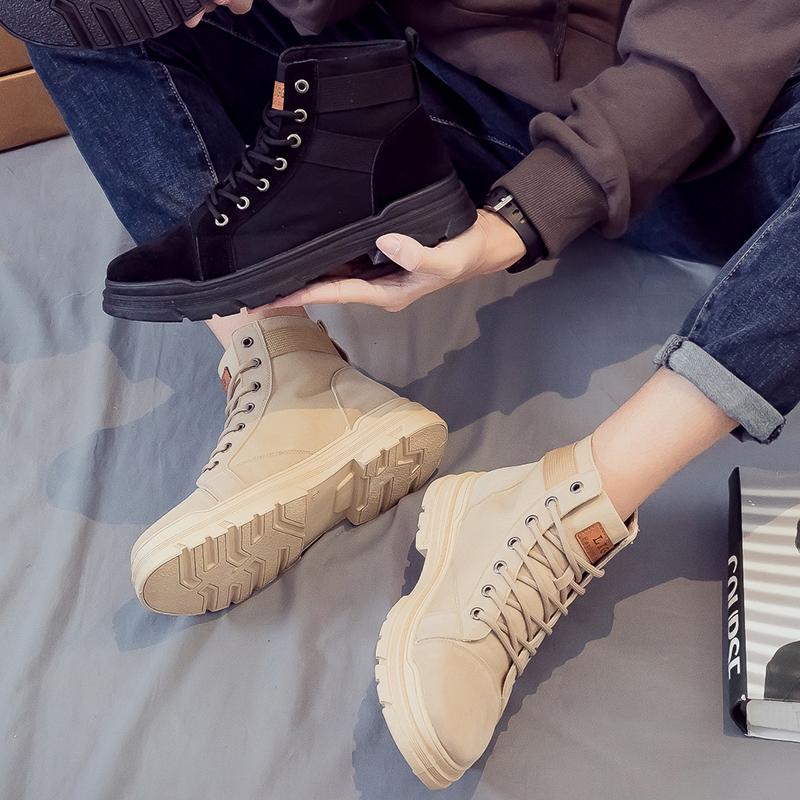 2024 Spring and Autumn New Mid-cut All-match Tooling Boots Casual All-match Men's Non-slip Flat Boots Men's Martin Boots