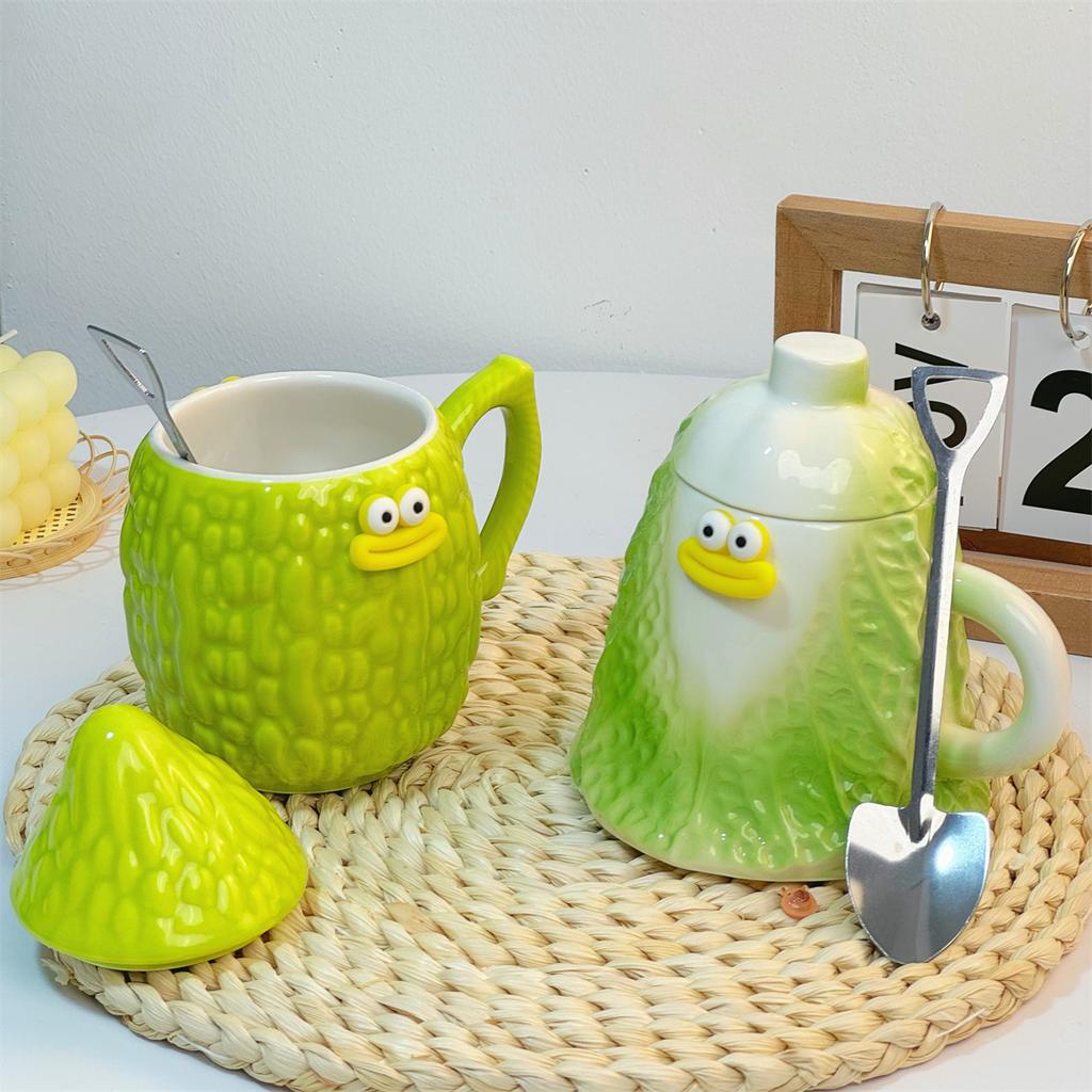 Creative and Quirky Cabbage Cup Abstract Bitter Gourd Mug for Friends Gifts for Couples Wealth Cup