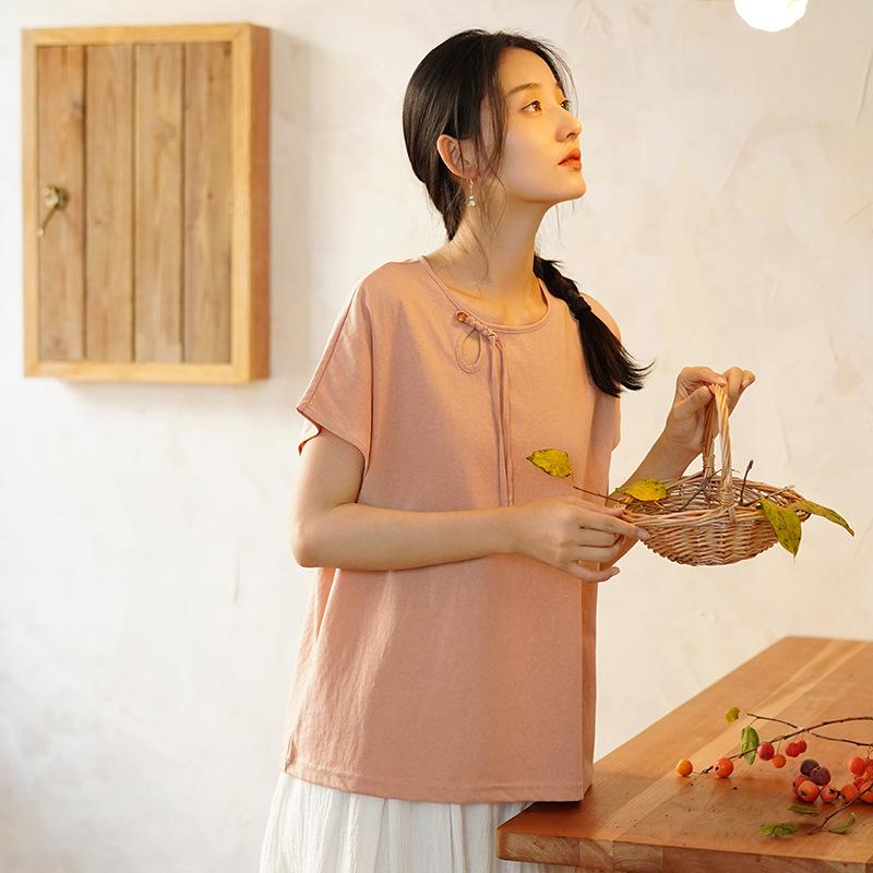 

Women s 2024 Chinese Style Raglan Sleeve Retro Top with Frog Button XL 120-140