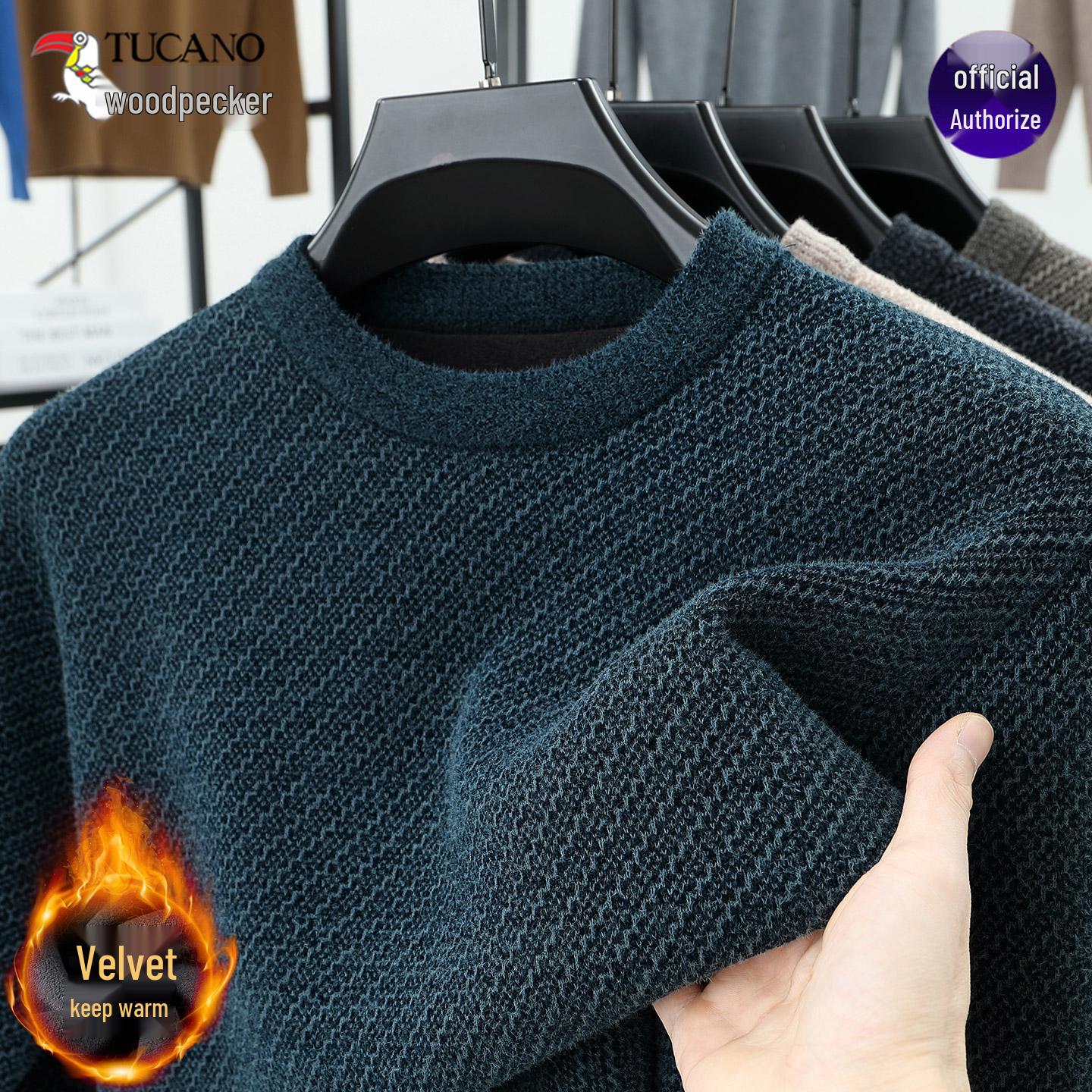 Woodpecker Men s Winter Velvet-Lined Warm Knit Top 2XL (148-165 kg) темно-голубой