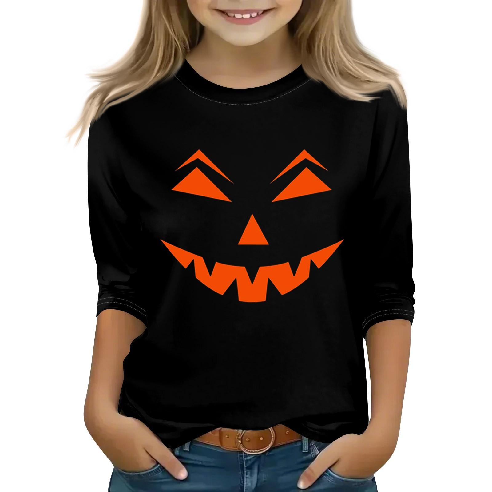 

Print Tops For Youth Girls 5-16 Years Round Neck 3/4 Sleeves T-Shirts Trendy Tops Outfit Tees 160