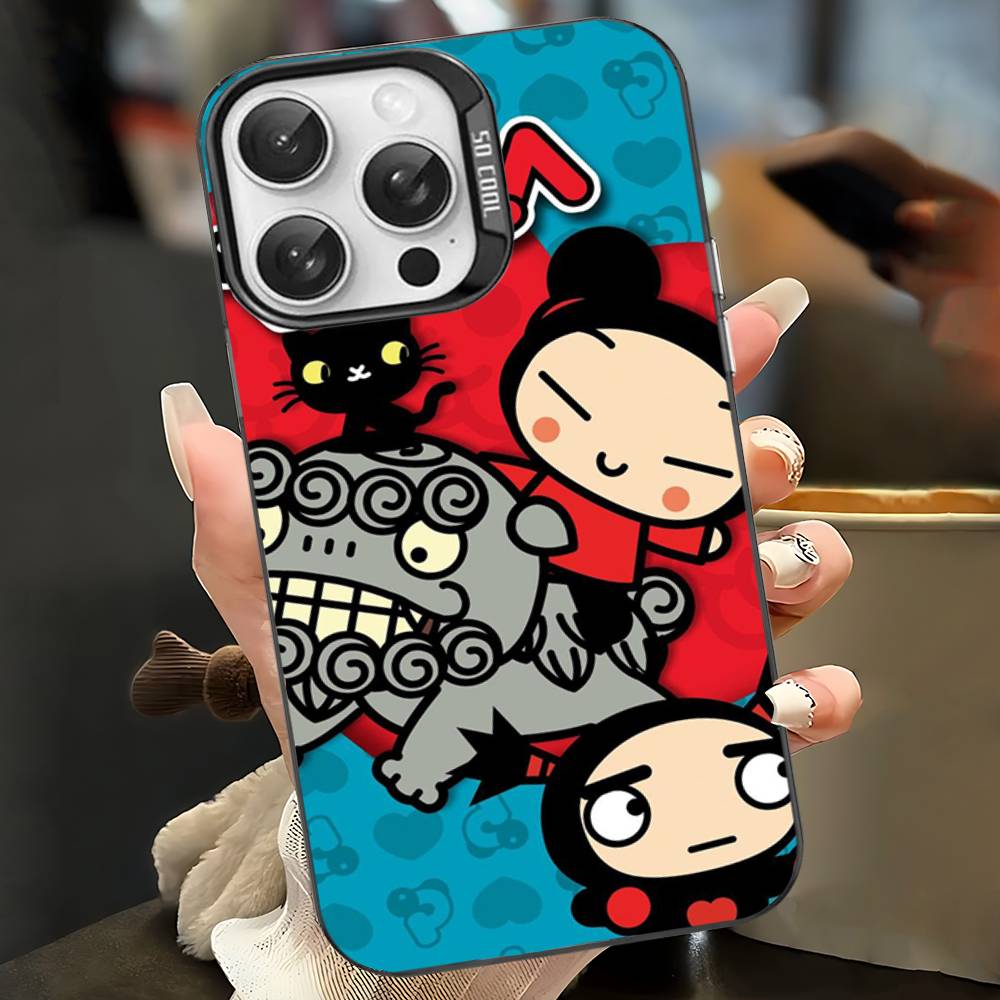 Animation Pucca Cate Phone Case For IPhone 17 16 15 14 11 12 13 Pro Max Pro Plus Colored Silver Cover iPhone 16 pro