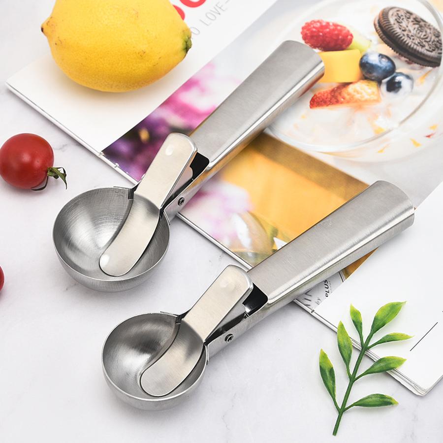 Stainless Steel Two-in-One Ice Cream Scoop, Popsicle Spoon, Balling Tool, Multi-Functional Ice Cream Balling Scoop, Ice Cream Fruit Spoon