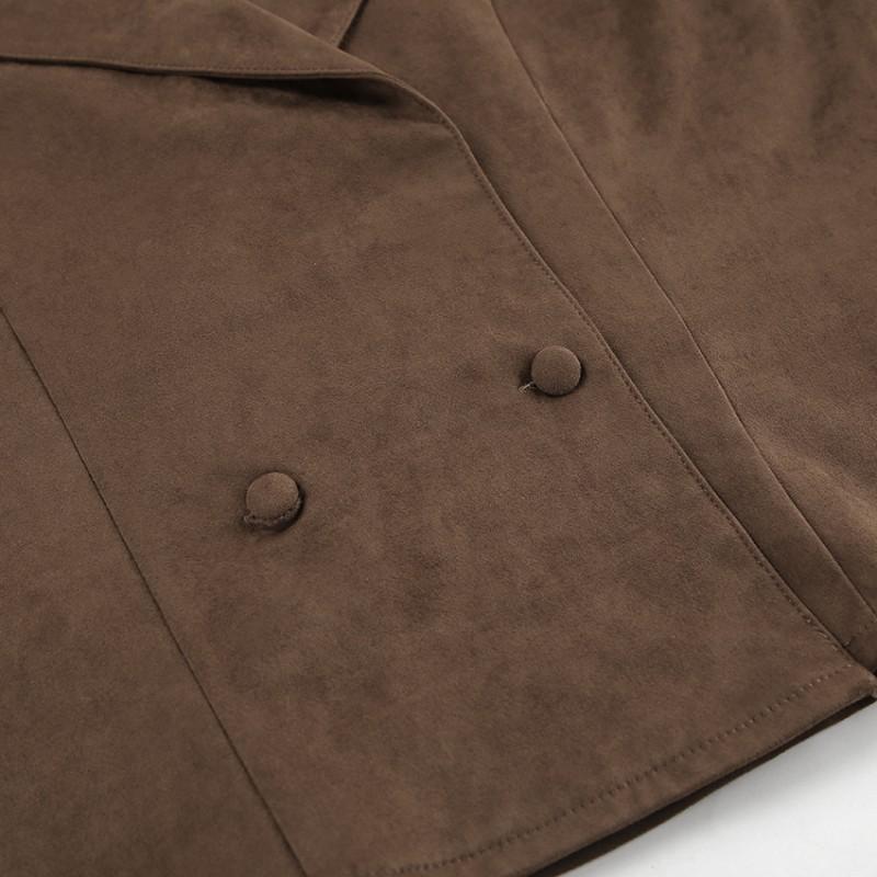 Womens Faux Suede Wrap Tie Coat 2026 Fall Winter Vintage Commute Blazer Collar Jacket