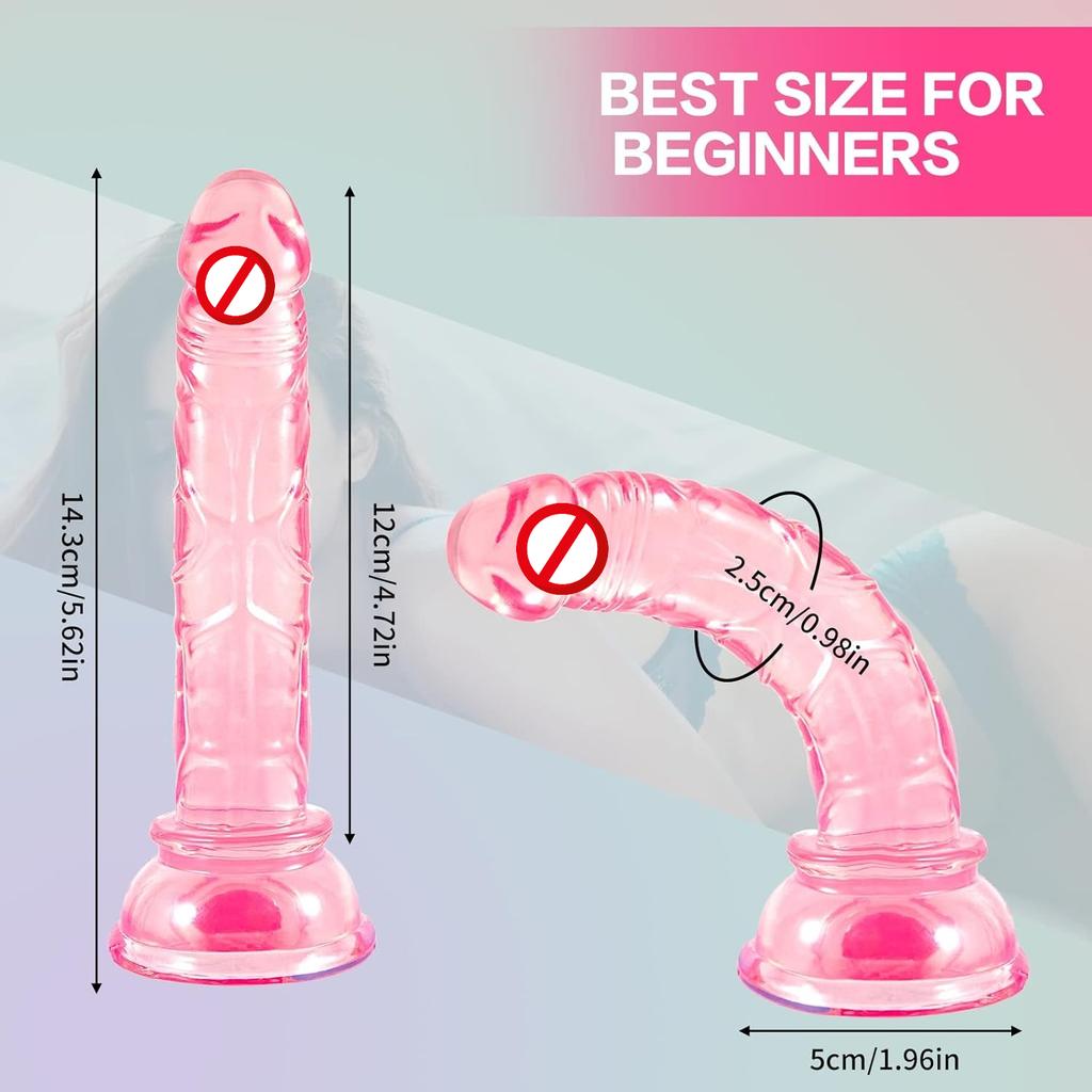 5.62 Inch Realistic Small Dildo, Anal Plug Training with Strong Suction Cup Anal Prostate Vaginal G-Spot Sex Toys for Beginners