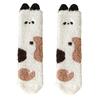 Autumn and Winter Half-fleece Cute Panda Socks for Women, Thickened Coral Fleece Warm Embroidered Cartoon Panda Mid-calf Socks