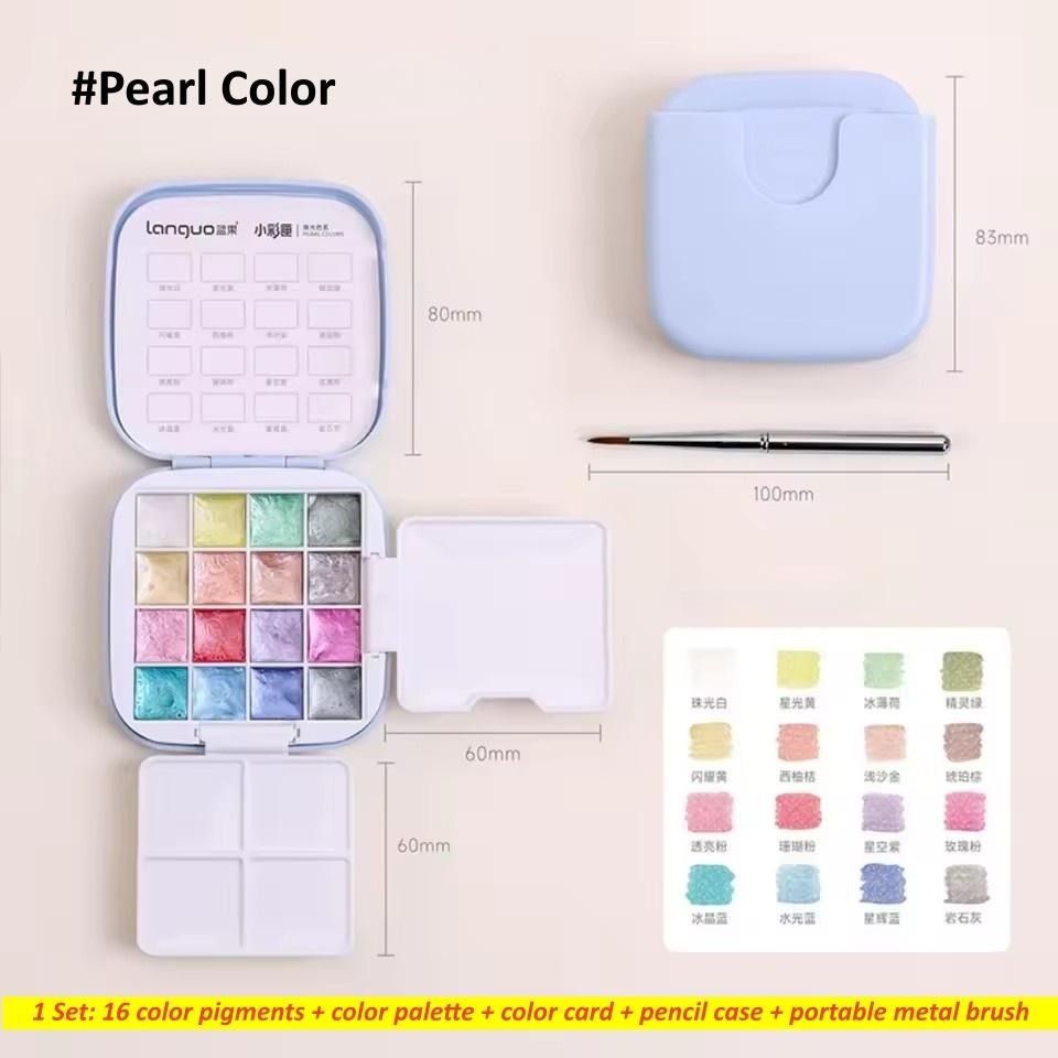 16 Colors Solid Watercolor Set Mini Portable Watercolor Paint Set With Brush & Palette Travel Sketching Painting Box Art Drawing