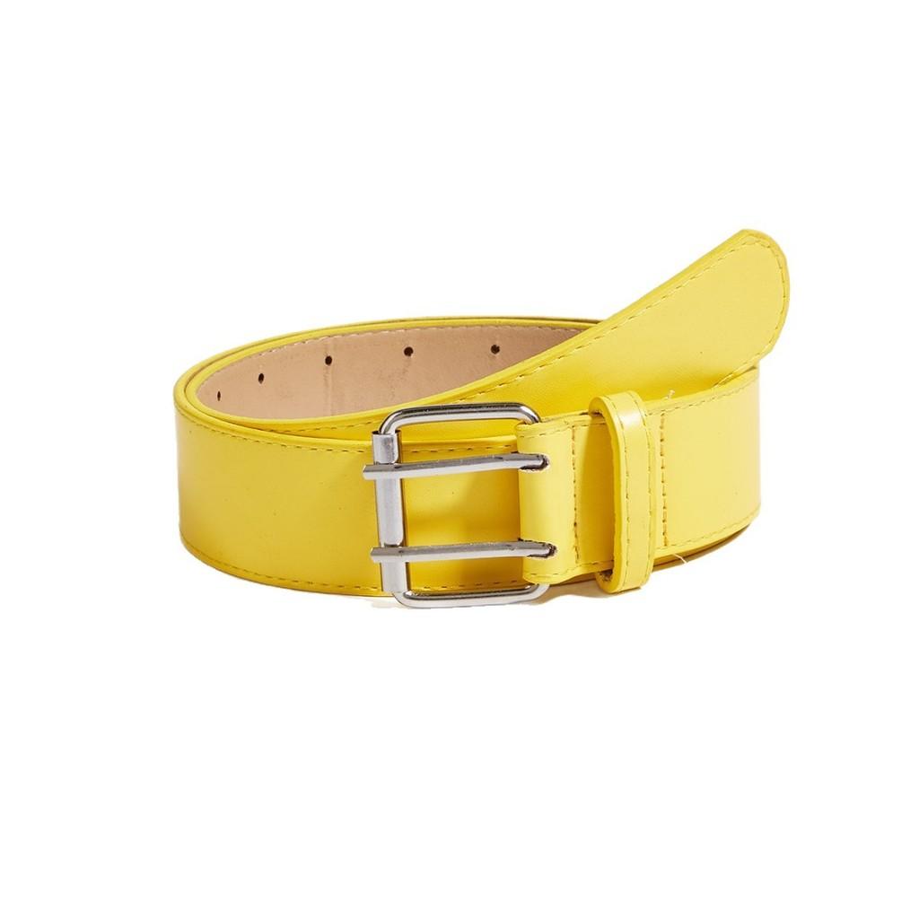 Color Solid Simple Metal Square Buckle Decoration Women Casual Belt Daily For