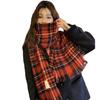 Red plaid Christmas scarf women's winter Korean version of high-end versatile scarf student couple thickened warm shawl