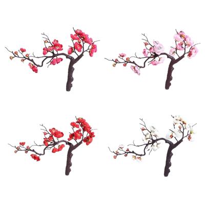 Spring Plum Blossom Bonsai Branch Silk Flower Artificial Flowers for Wedding Home Office Party Hotel Yard Decoration