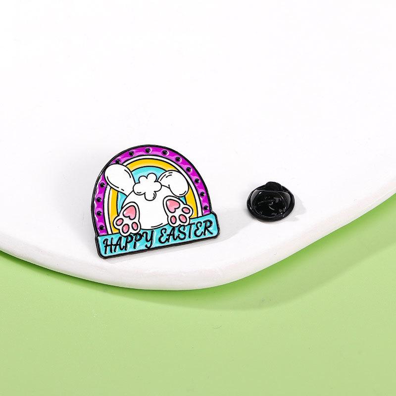 Easter cute rabbit brooch summer female tide bag accessories egg metal badge backpack pin accessories