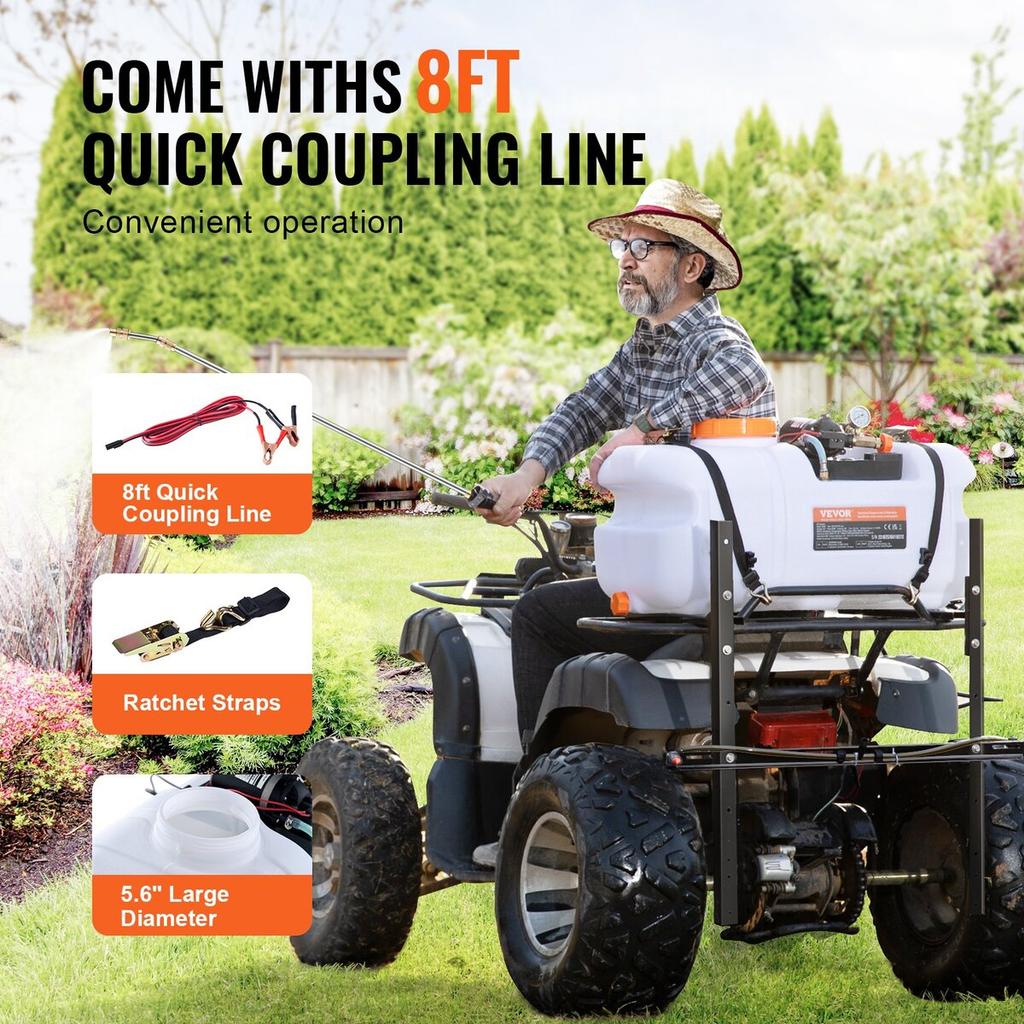 ATV-Sprüher 60 L / 15,9 Gal ATV/UTV-Punkt-Sprüher mit einem Düsenbalken 1,9 GPM