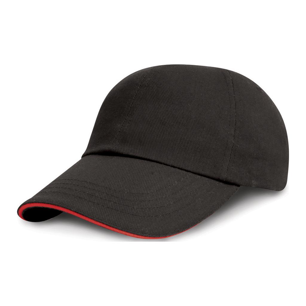 Result Unisex Low Profile Heavy Brushed Cotton Baseball Cap With Sandwich Peak (Pack of 2)