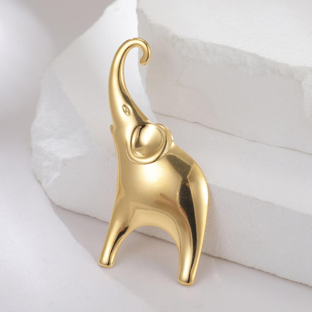 My Shape Elephant Brooch Stainless Steel Animal Brooch Nameplate Brooch Pins for Women Men's Suit Jewelry Elephant Lovers Gifts