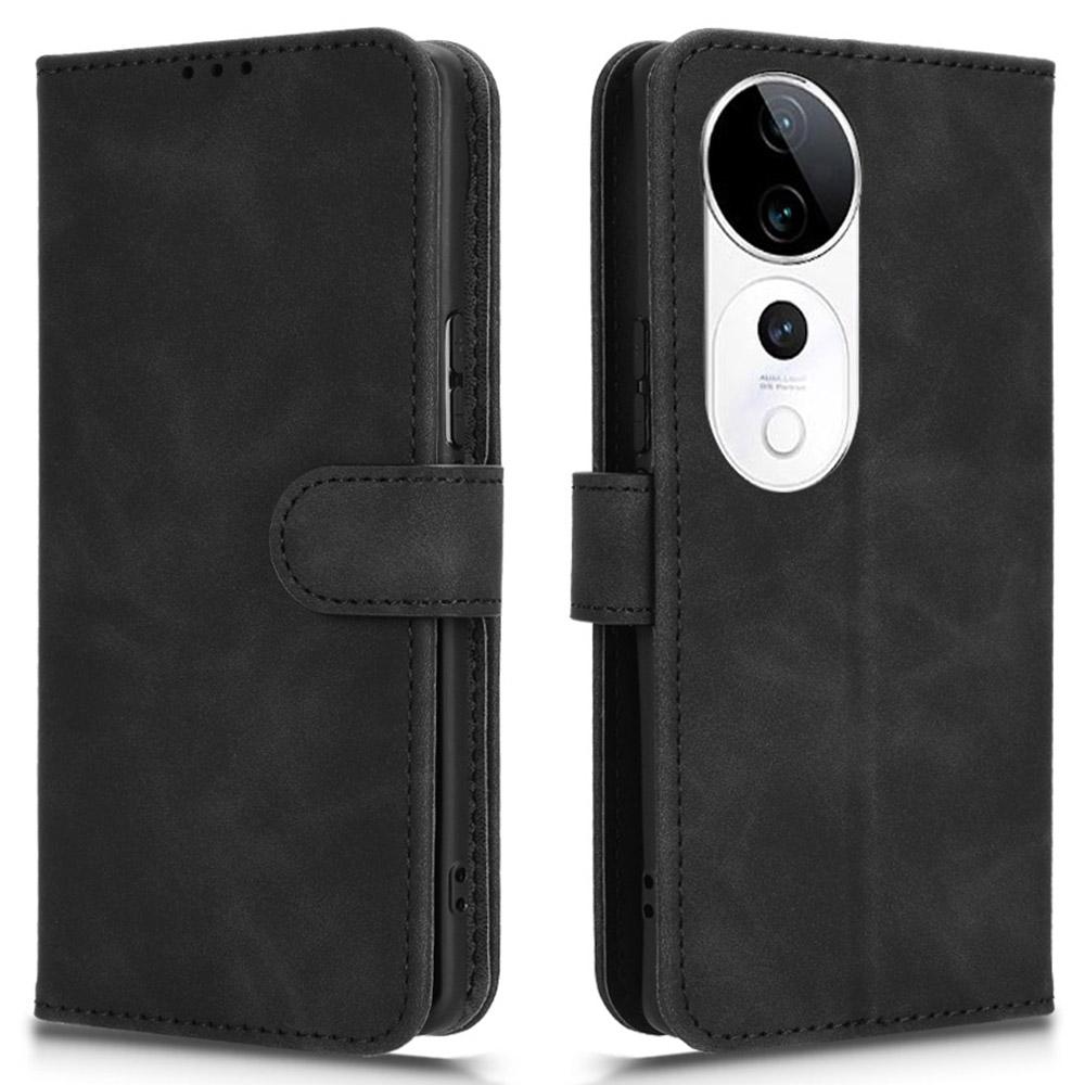

For vivo S19 Pro 5G/V40 5G Case Full Protection Leather Wallet Stand Anti-Fall Phone Cover Black