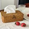 Fashion Imitation Rattan Woven Tissue Box Large Capacity Vintage Napkin Holder Paper Towel Box Office