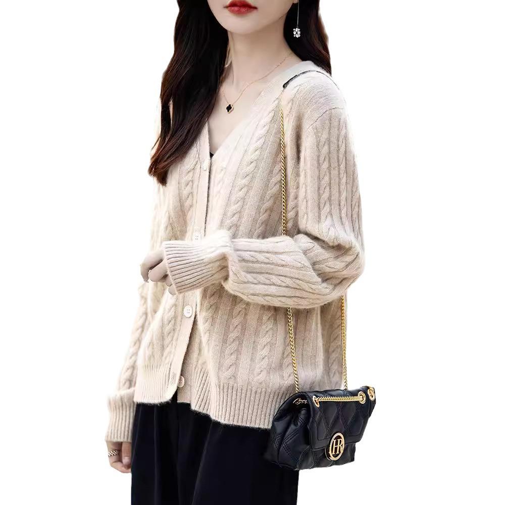 Women's V-neck Cashmere Wool Cardigan - Autumn 2025 Collection