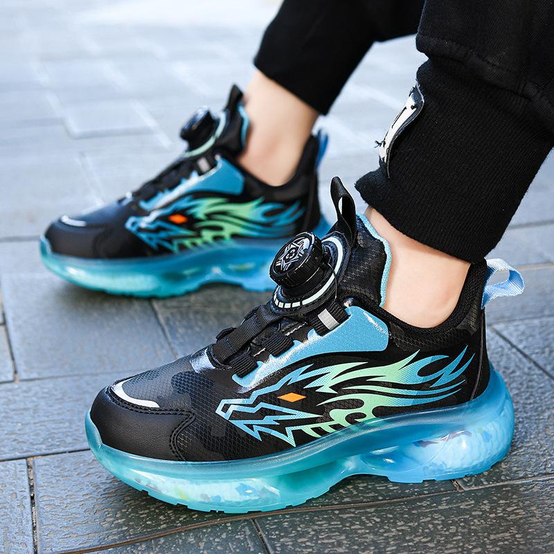 519 students 2025 new button shoes children's sports shoes medium and large children boys soft sole thick sole non-slip and breathable