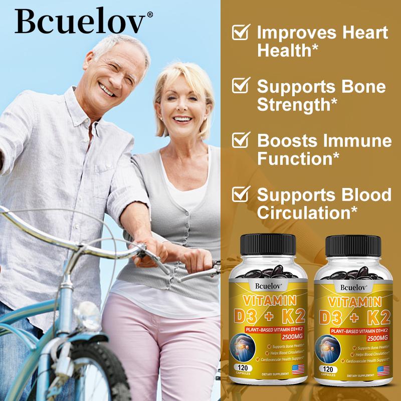 Bcuellov Vitamina D3+K2 2500mg 120 Capsule Integratore Alimentare a Base Vegetale