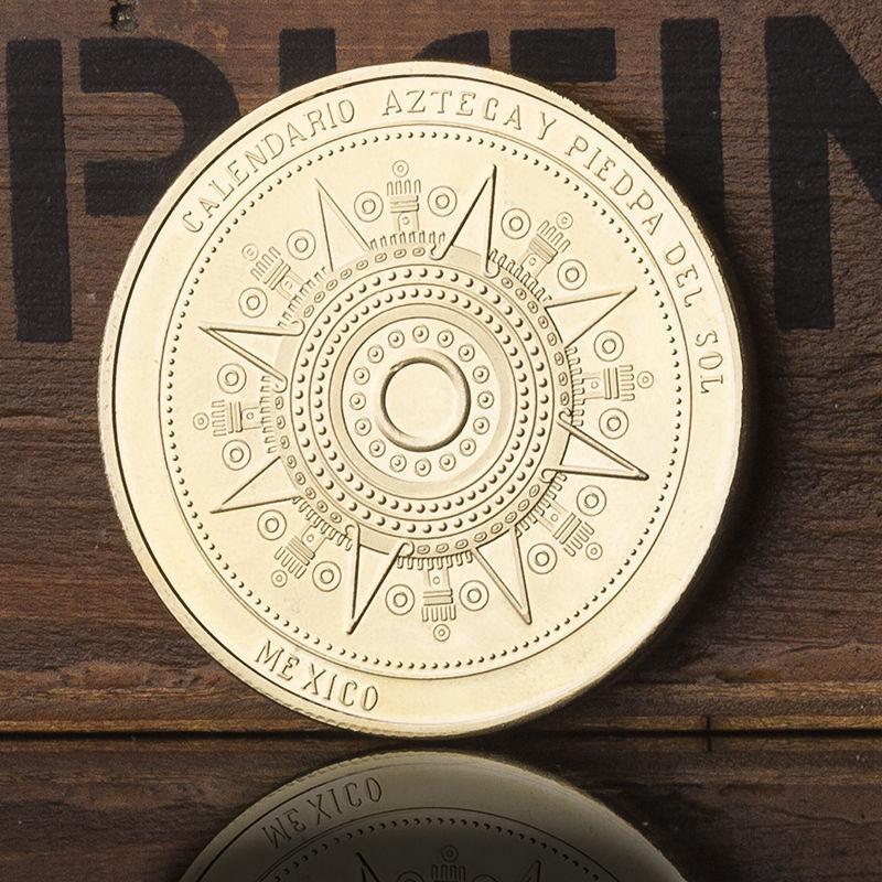 Памятная медаль Календаря Майя, Позолоченная монета, Культурный тотем, Памятная монета цивилизации ацтеков, Креативная монета