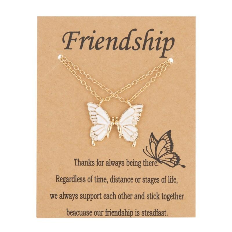 Elegant Alloy Friendship Pendant Necklace With Cross Chain For Graduation And Friendship Gifts белый