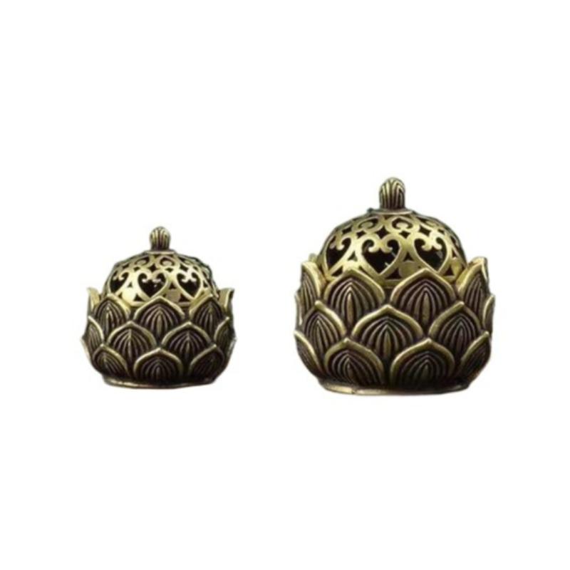 1PC Metal Lotus Cone Incense Burner, Portable Aromatherapy Holder for Home Car Altar Table, Mini Asian Zen Decor Meditation Gift