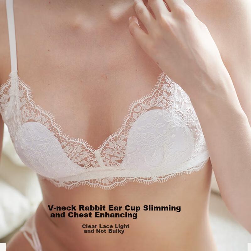 Ubras Yushuoxin Same Style Rococo Sexy Lace Rabbit Ear Cup Push-Up Wireless Bra, Mocha Color, Size M